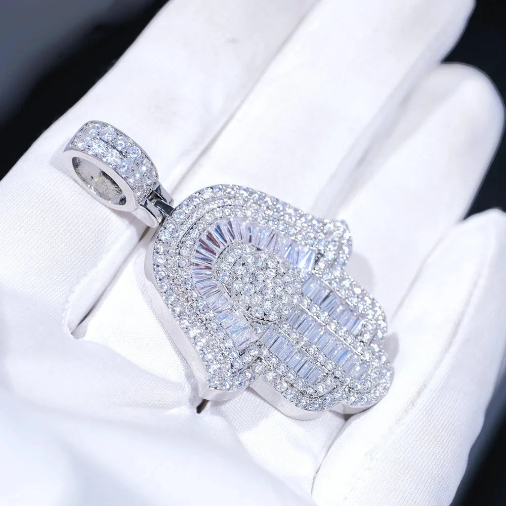 HAMSA ICE – Baguette CZ Pendant
