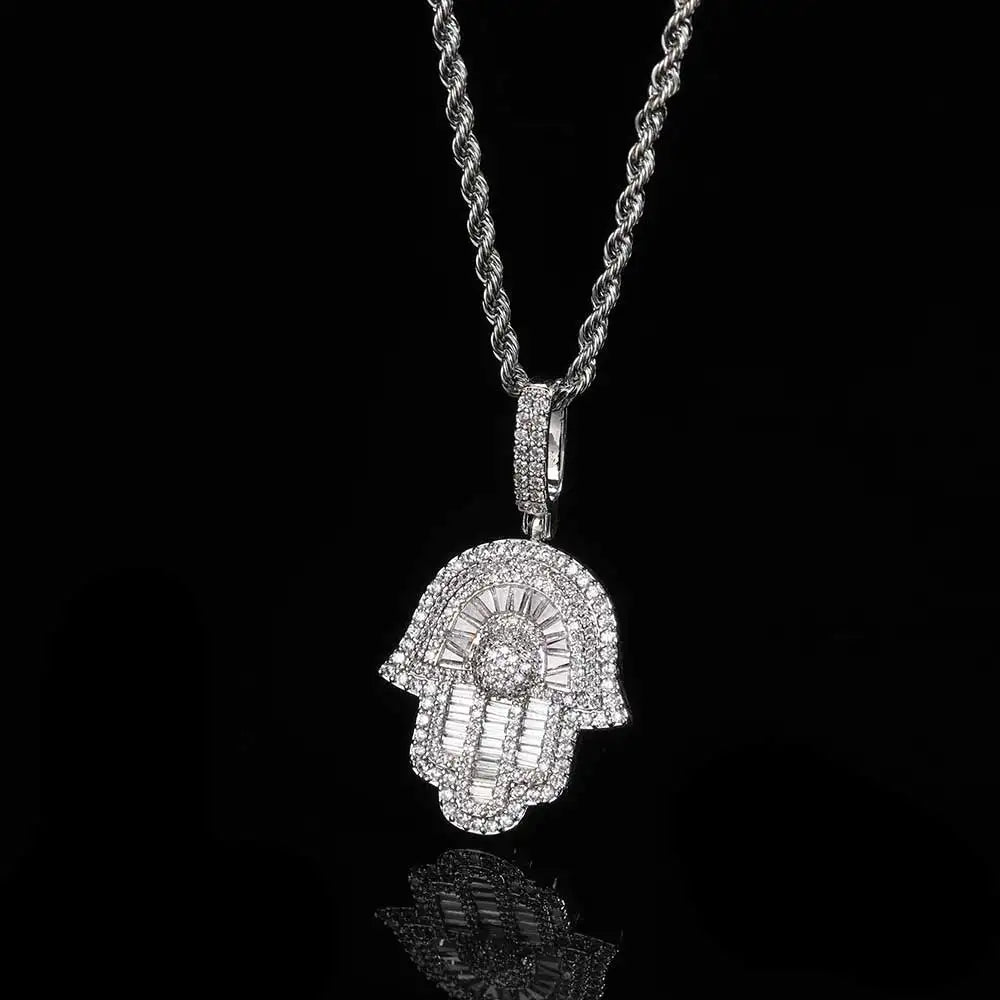 HAMSA ICE – Baguette CZ Pendant