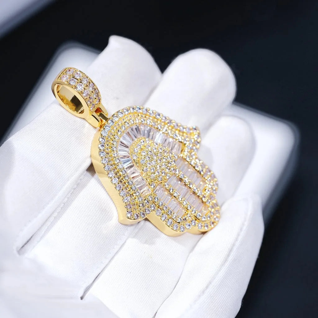 HAMSA ICE – Baguette CZ Pendant