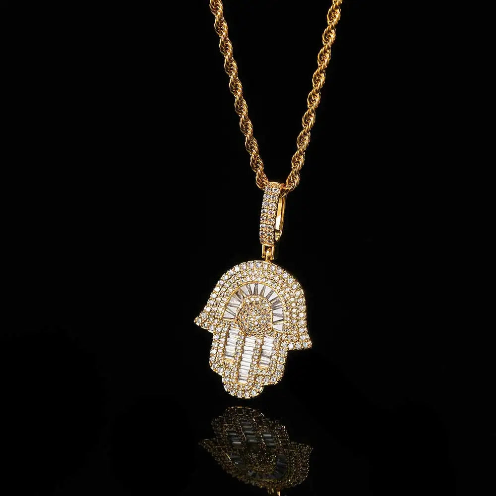 HAMSA ICE – Baguette CZ Pendant